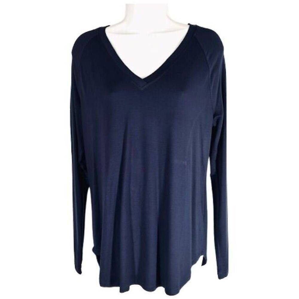 Cabi Recline S Knit Top Cinch Back Tee NAVY BLUE Rayon Stretch Style So cute! - Picture 4 of 10